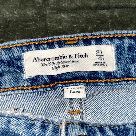 Abercrombie & Fitch The '90s Relaxed Jeans Women's 27/4R Blue Denim Straight Leg - Picture 4 of 9